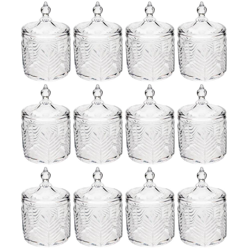 12 Potiches com Tampa Cristal Lembrancinha Bomboniere Baleiro Lyor Buffet