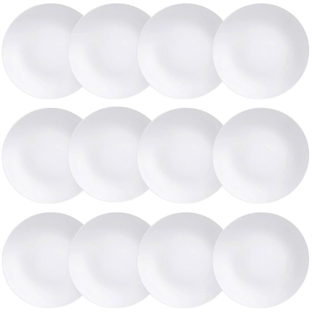 12 Pratos Rasos Porcelana Branca 25cm Tramontina Leonora Restaurante Eventos Mesa Posta