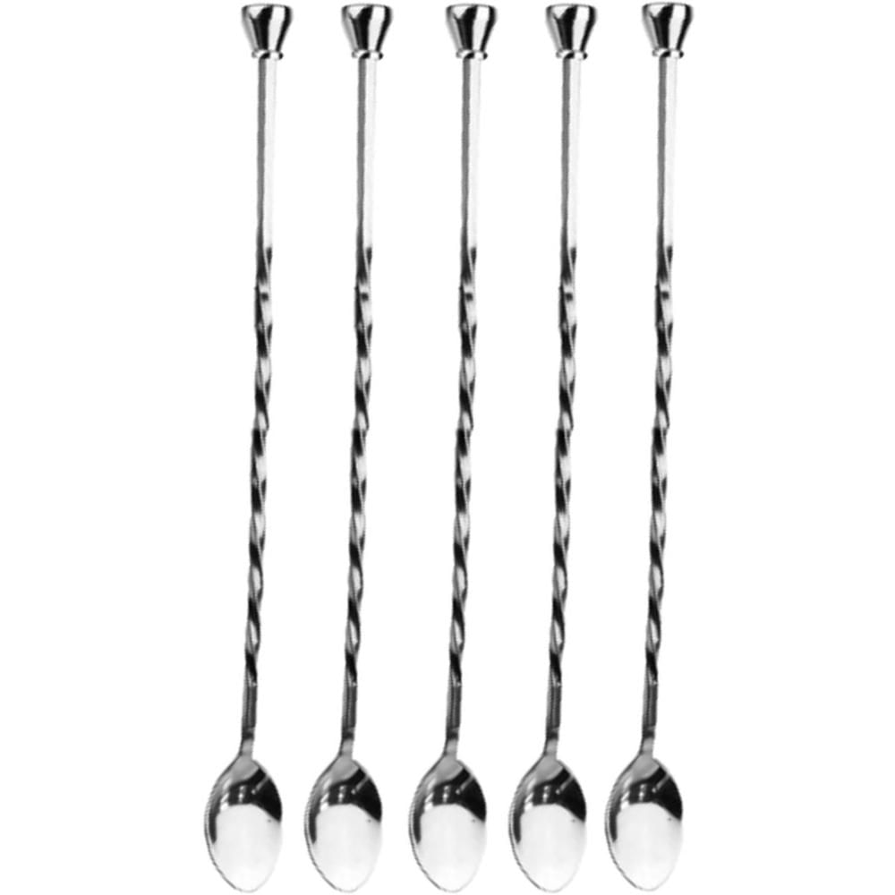 Kit 5 Colheres Bailarina Inox 29cm Coquetel Sucos Drinks Restaurante Bar Attuale Plasvale