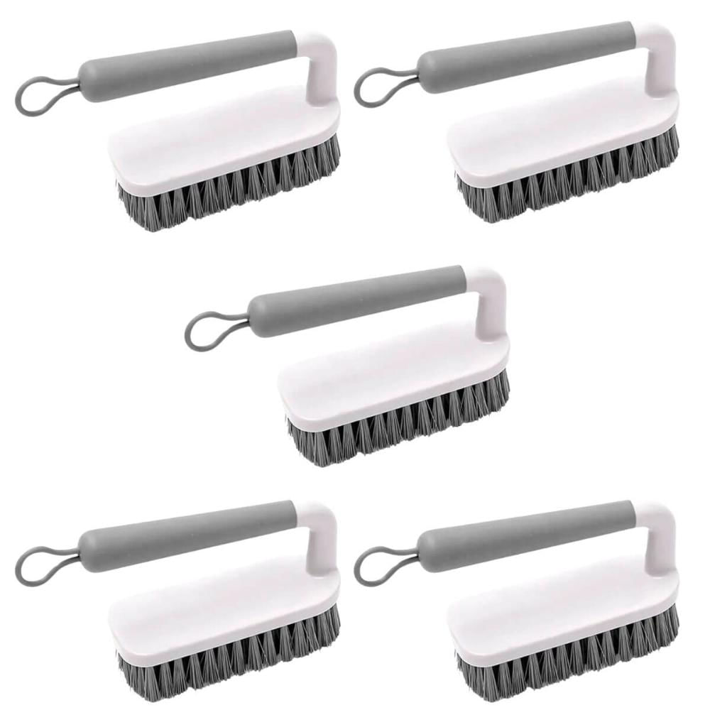 Kit 5 Escovas para Lavar Piso Calçado Roupa Escovão Anatômico Flow Bege Cerdas Resistentes