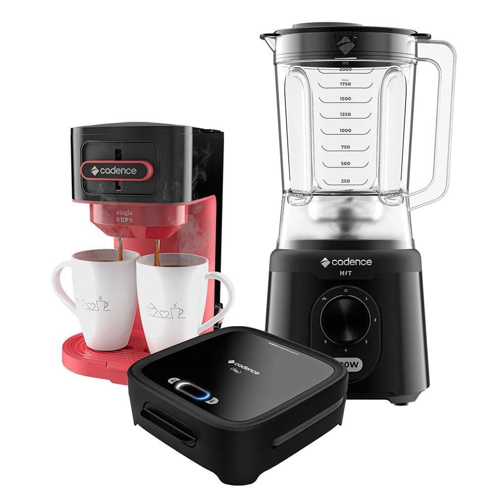 Kit Trio Click Cadence Sanduicheira Cafeteira Liquidificador 127V