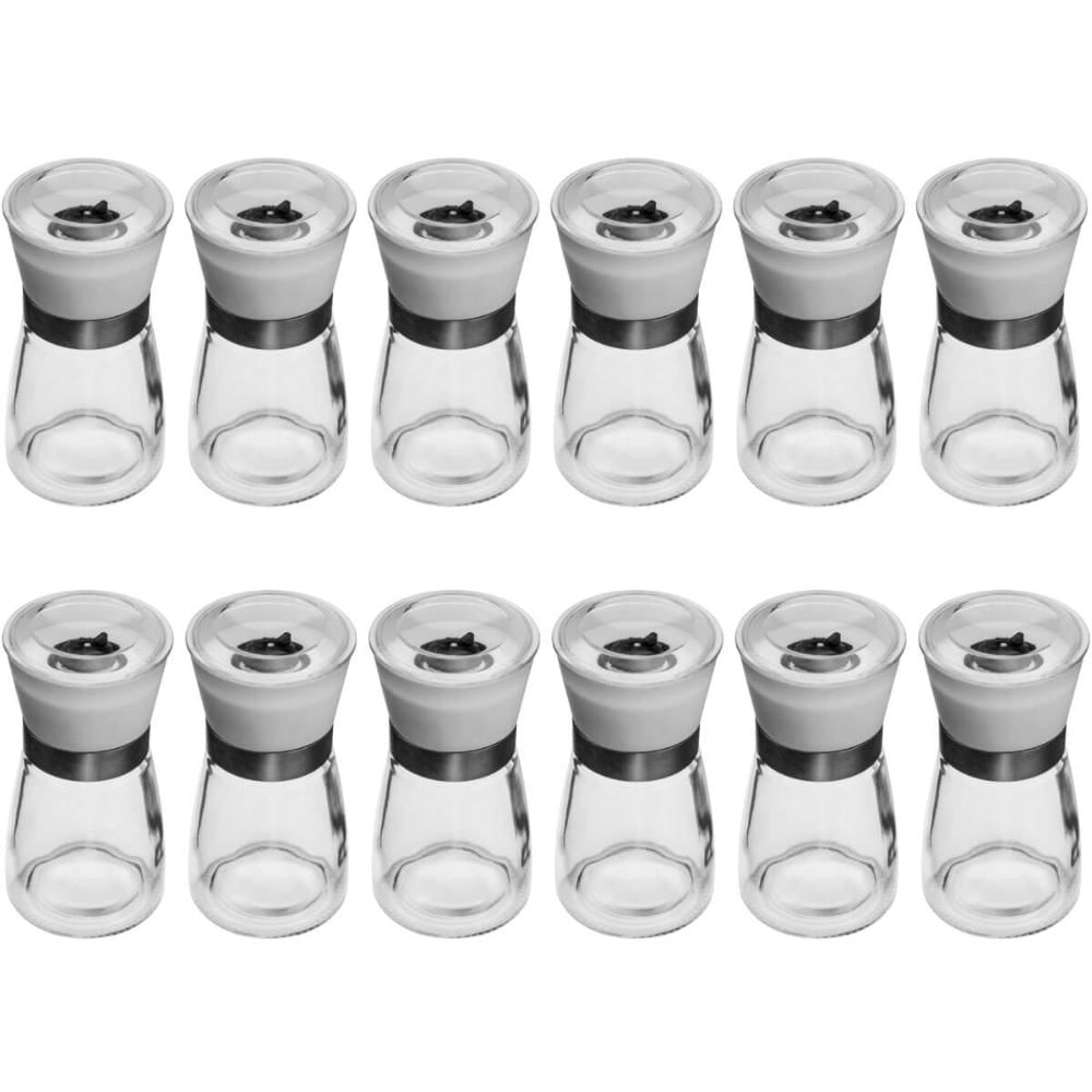 Kit 12 Moedores de Sal e Pimenta 170ml Vidro Manual Triturad