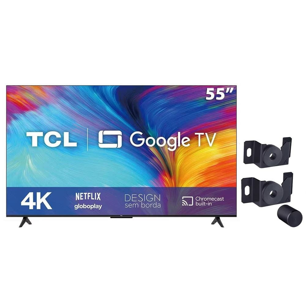Smart TV LED 55 4K TCL 55P635 + Suporte Fixo para TV Modelo SAV-1000