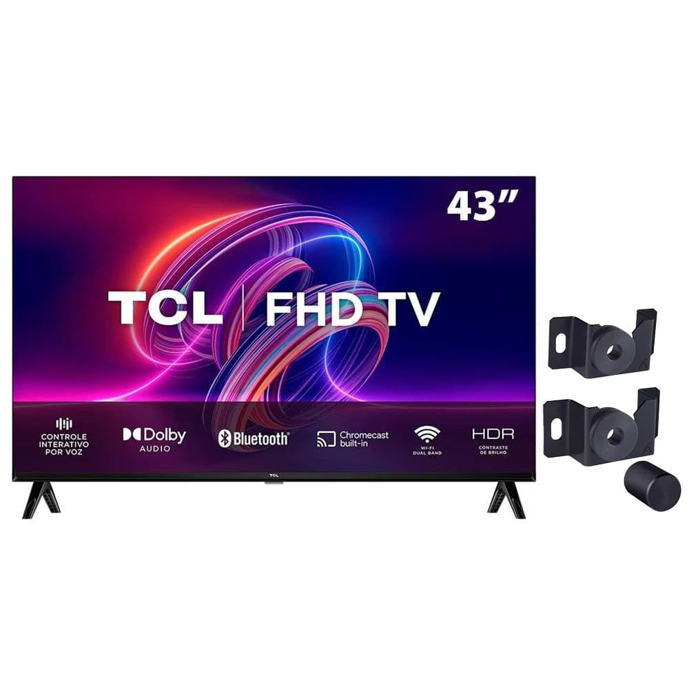 Smart TV LED 43 FHD TCL S5400A + Suporte Fixo para TV Modelo SAV-1000