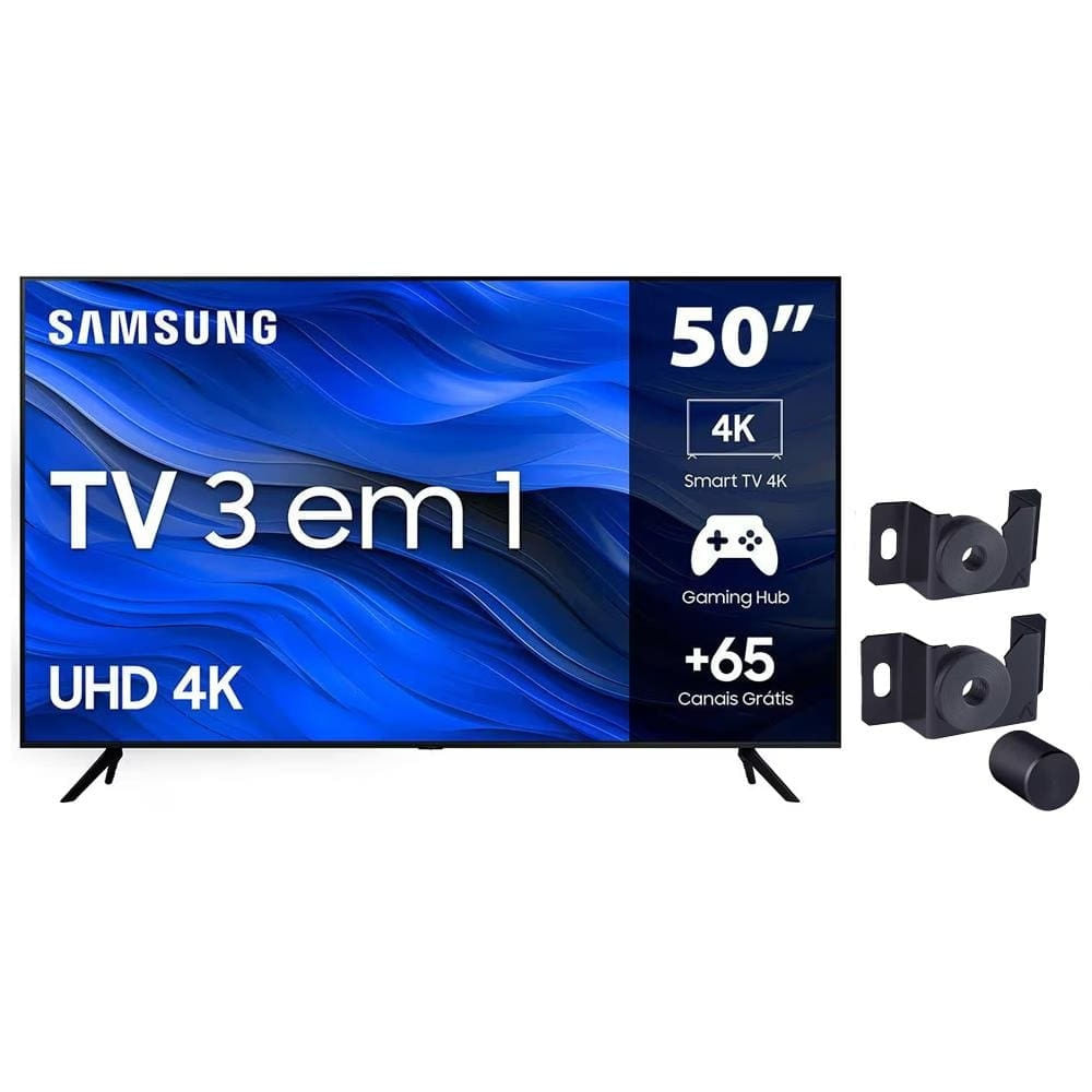 Smart TV Samsung Crystal UHD 4K 50 UN50CU7700GXZD + Suporte Fixo para TV Modelo SAV-1000