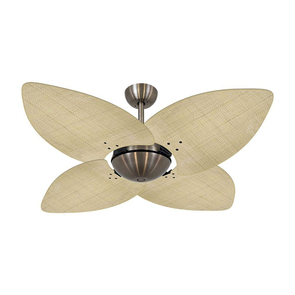 Ventilador De Teto Bronze Office 4 Pás Palmae Natural 127v