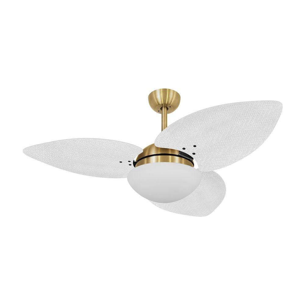 Ventilador De Teto Dormamu Dourado 3 Pás Palmae Branco 220V