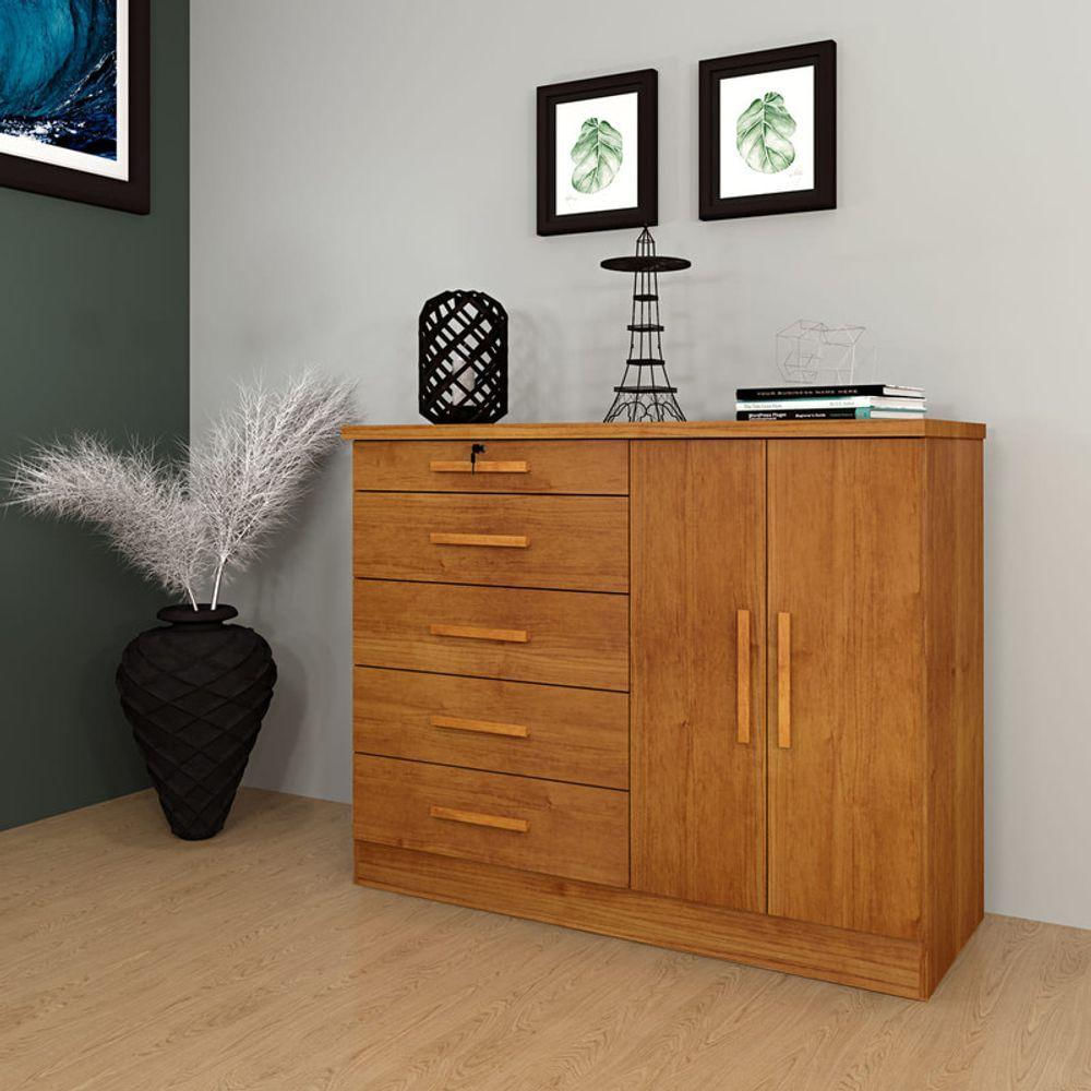 Cômoda Para Quarto 2 Portas 5 Gavetas - Istambul-cinamomo - Tcil Móveis