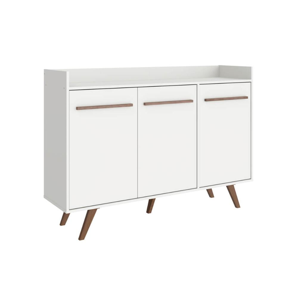 Aparador Buffet Retrô com 3 Portas Branco MDP 136x36x95cm RT 3134 Movelbento