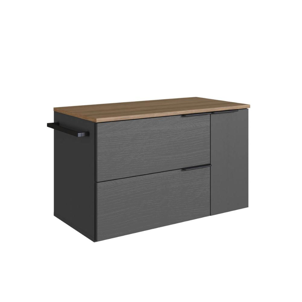 Gabinete de Banheiro Suspenso 80cm  Grafite e Mel com Toalheiro 2 Portas e 1 Gaveta BH8020