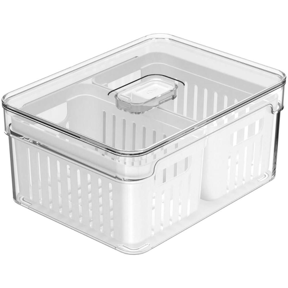 Organizador de Geladeira Clear Fresh 2,2l 2 Cestos Frutas Legumes Ou 20x15x9,5cm
