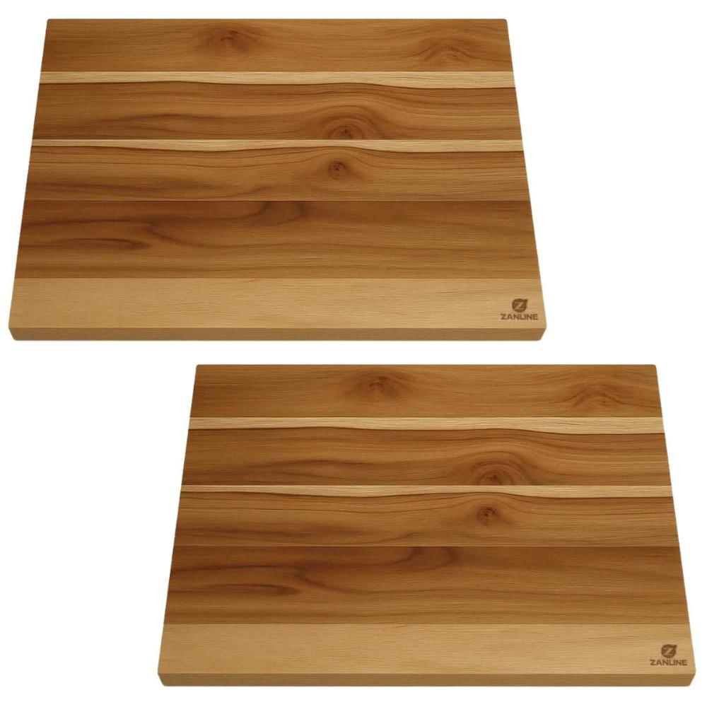 Kit 2 Tábuas Teca 50x40cm Prancha Corte Carne Abrir Massa Frios Buffet