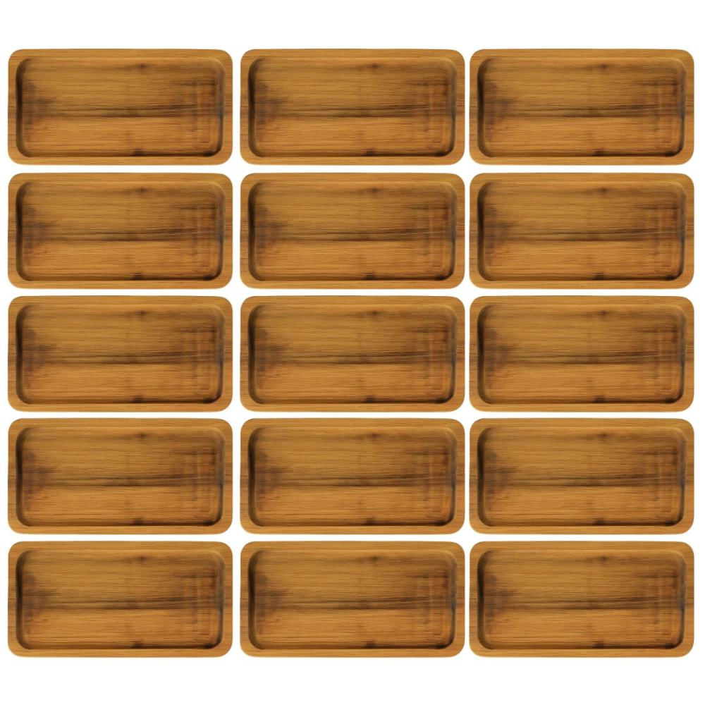 Kit 15 Bandejas Madeira Teca 20x10cm Tábuas Petisqueira Frios Servir Restaurante