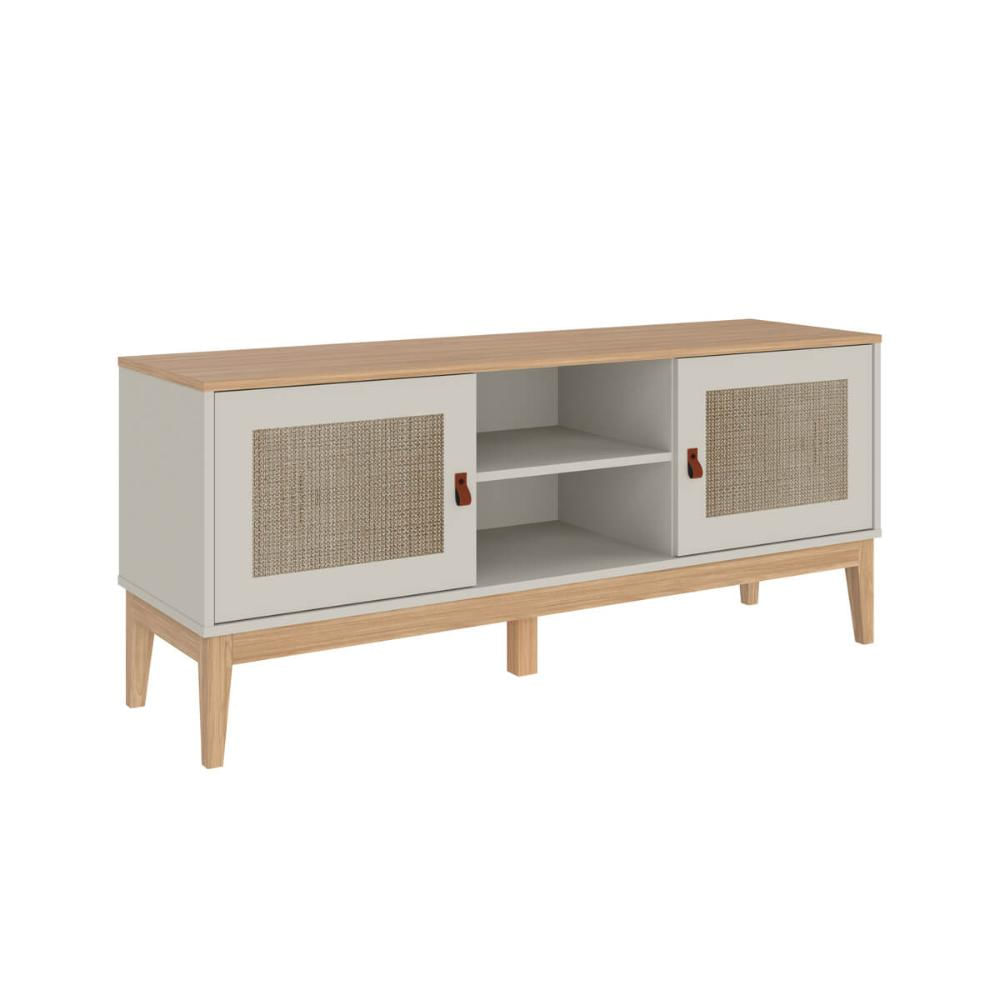 Rack Trama com 2 Portas para Tvs de até 60 Polegadas MB 1003 Mel Off White MDP Movelbento