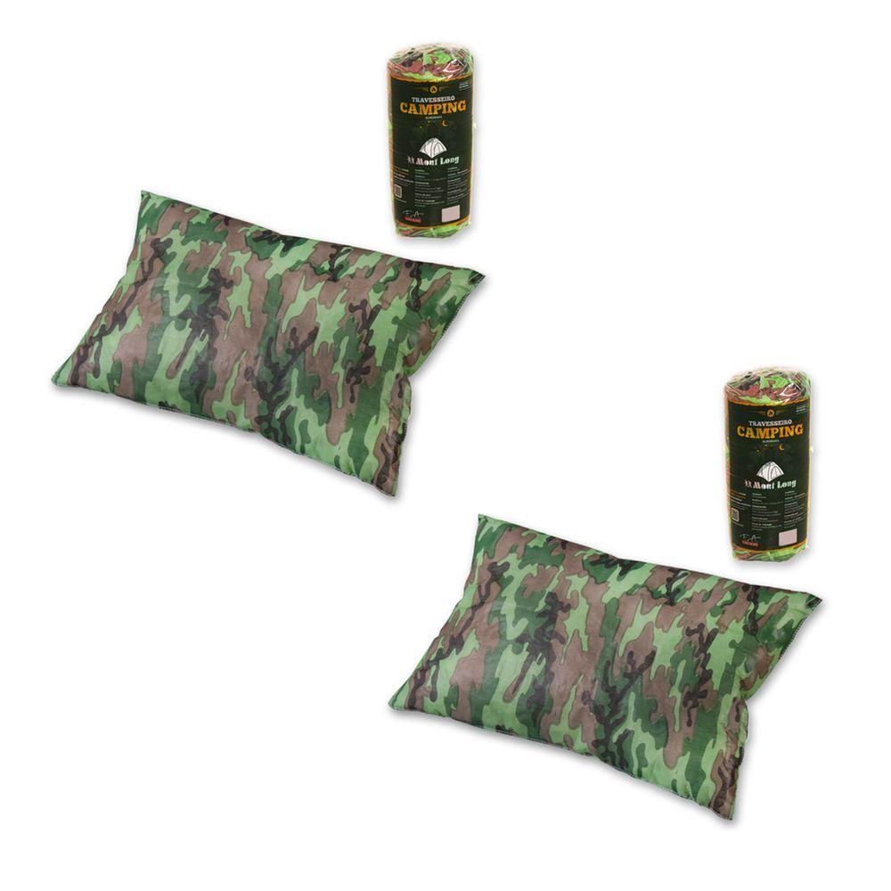 Kit 2 Travesseiros Almofada Mont Long Acampamento 45x65