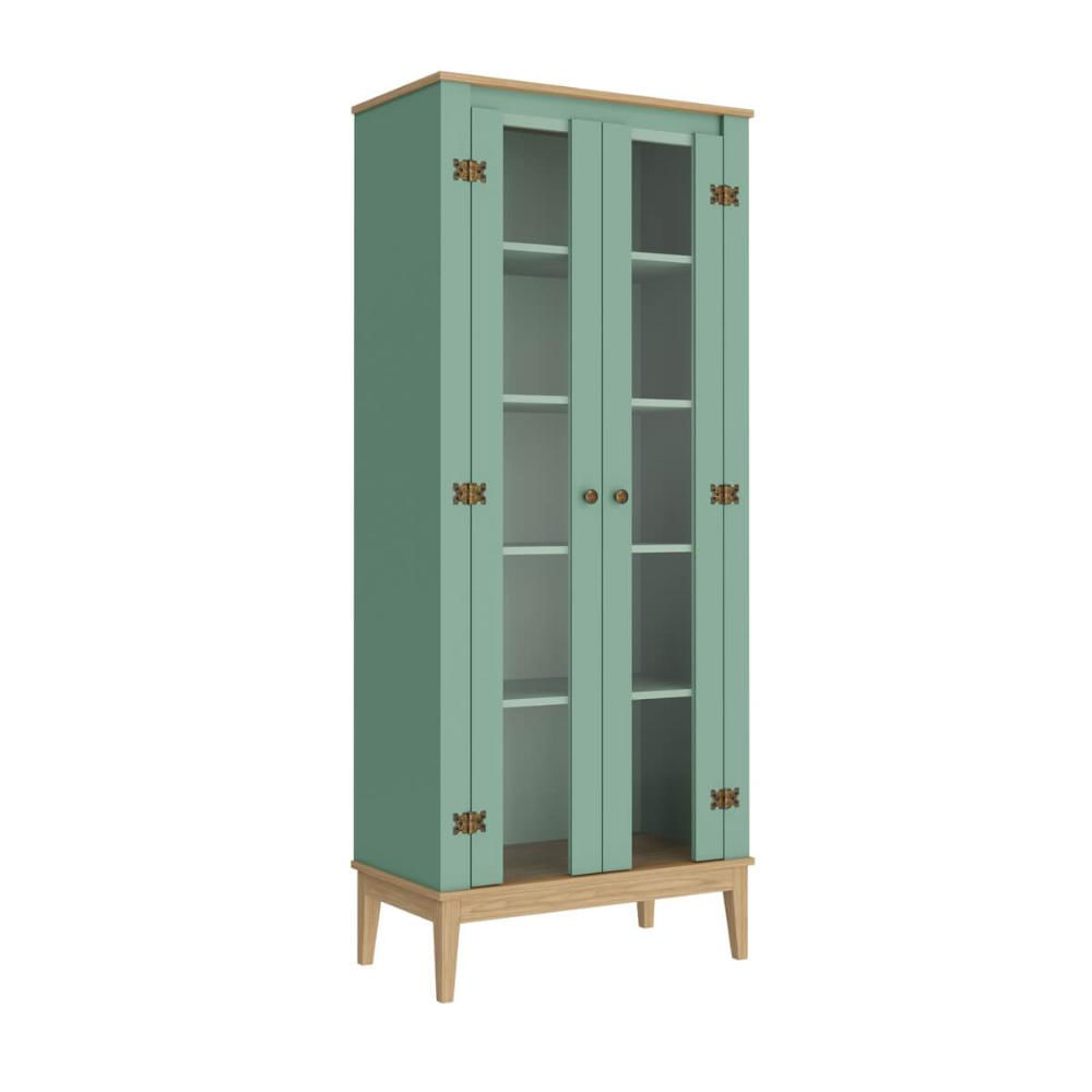 Cristaleira Colonial com 2 Portas de Vidro MDP Mel Oliva MB 1019 Movelbento