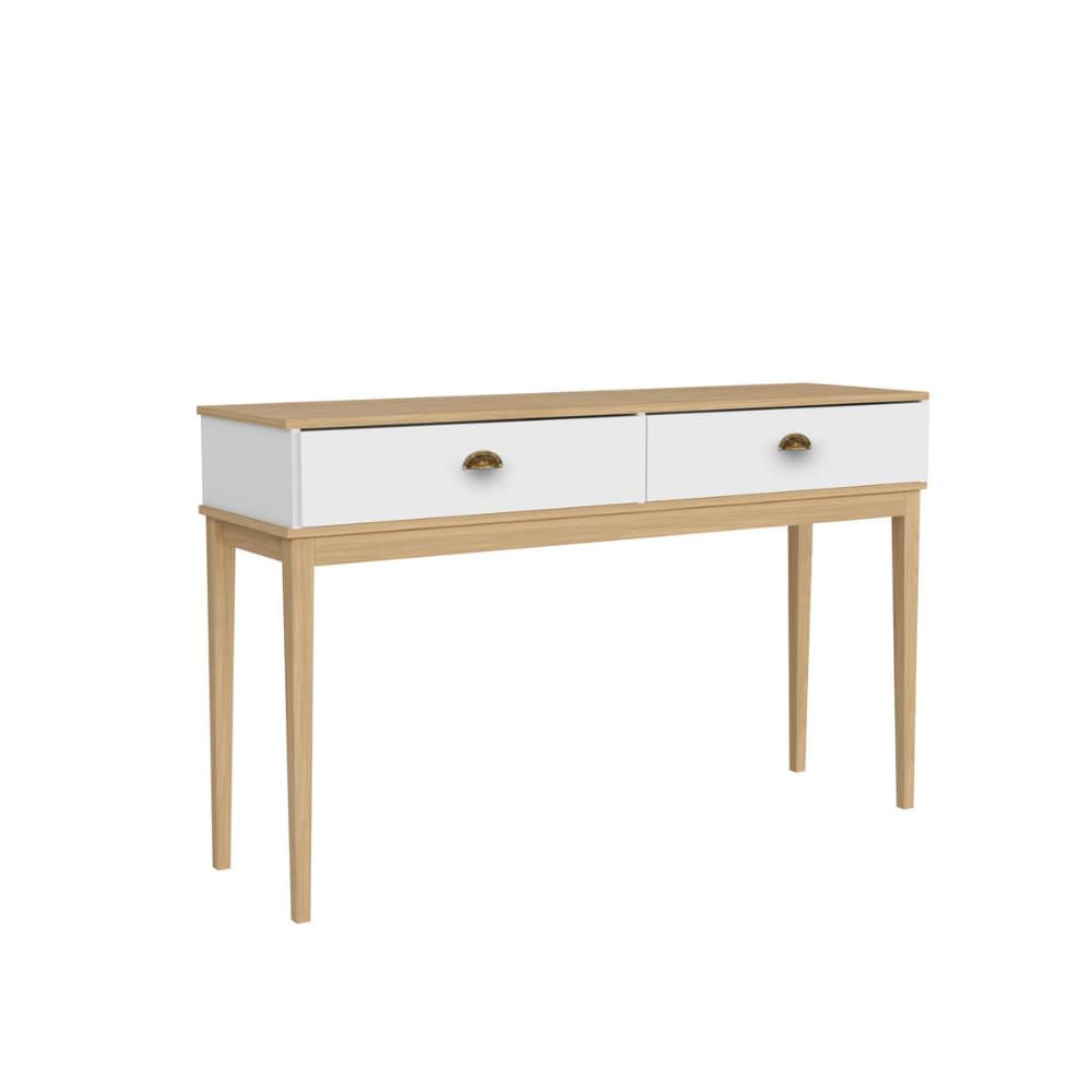 Aparador Colonial com 2 Gavetas MDP Mel Branco 136x41x83cm MB 1026 Movelbento