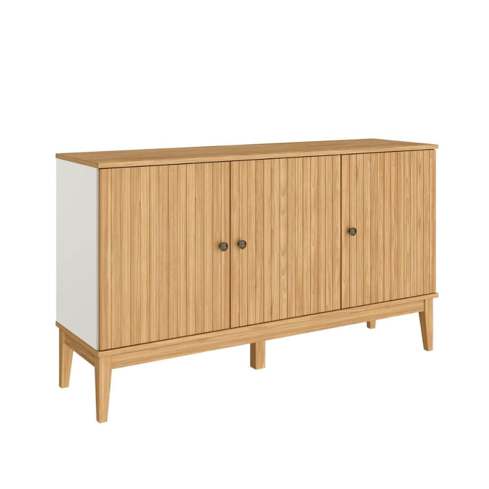 Buffet Aparador com 3 Portas Mel Off White MDP 134X38X77cm MB 1061 Movelbento