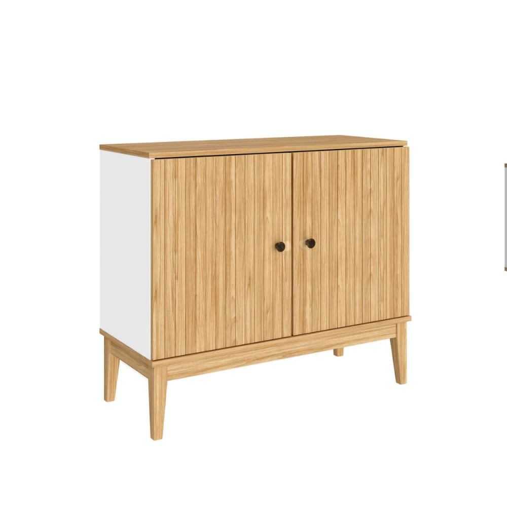 Buffet Aparador com 2 Portas Mel Off White MDP 90X38X77cm MB 1062 Movelbento