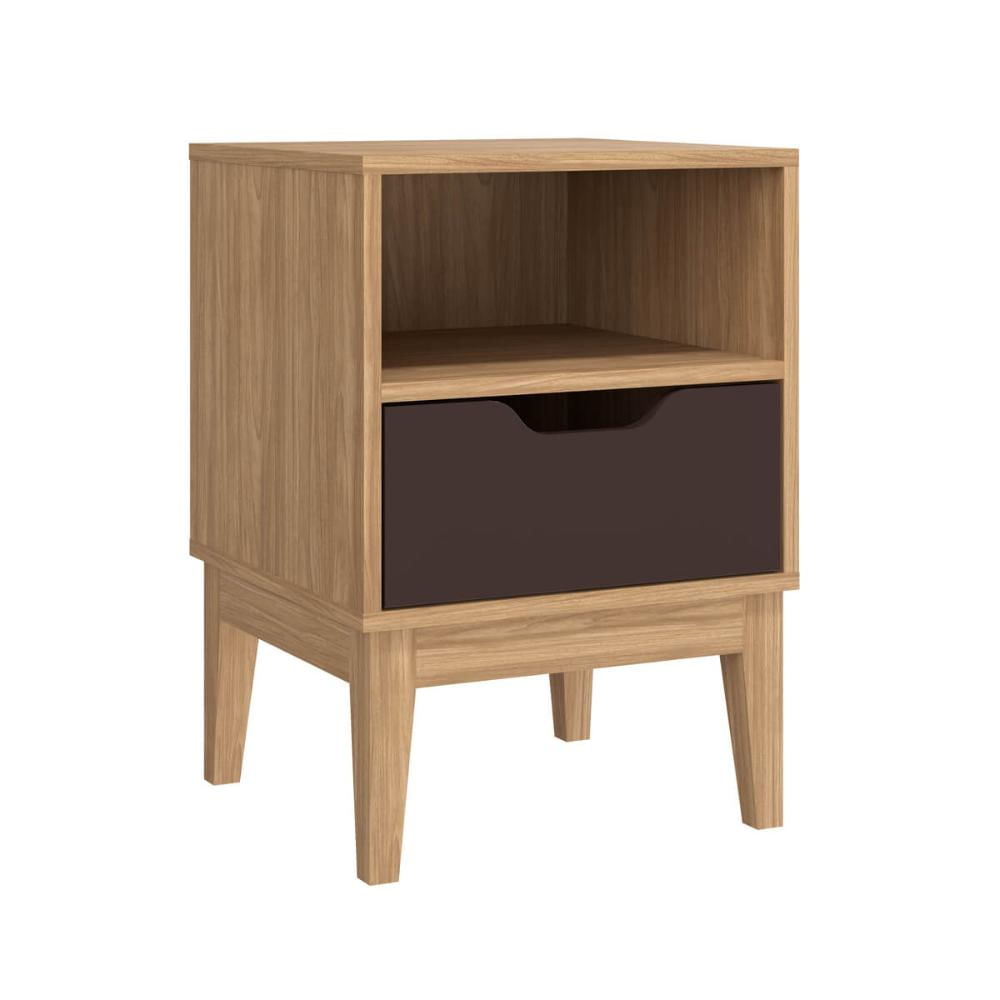 Mesa de Cabeceira com 1 Nicho e 1 Gaveta MDP Mel Avelã 40x38x57cm MB 1095 Movelbento
