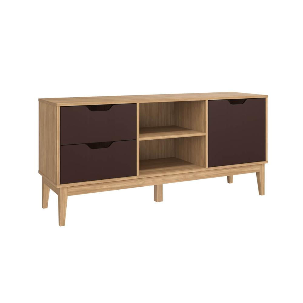Rack para TV até 60 Polegadas com 2 Gavetas 1 Porta Mel Avelã MB 1096 Movelbento