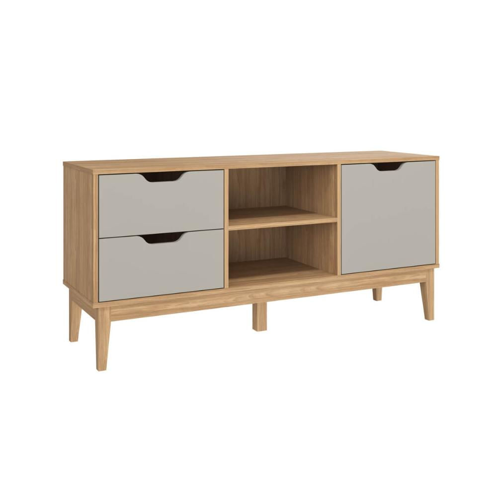 Rack para TV até 60 Polegadas com 2 Gavetas 1 Porta Mel Off White MB 1096 Movelbento