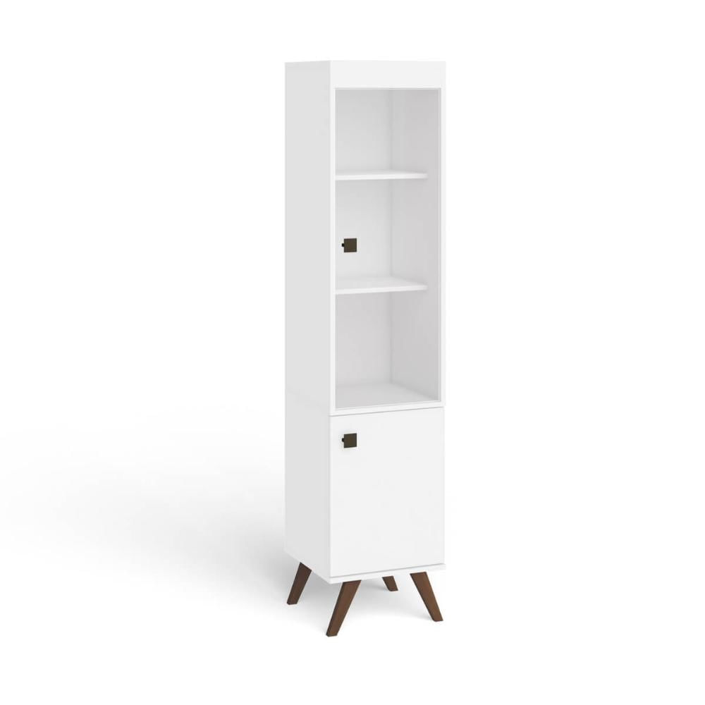 Cristaleira Retrô com 2 Portas Branco MDP 40x40x180cm RT 3105 Movelbento