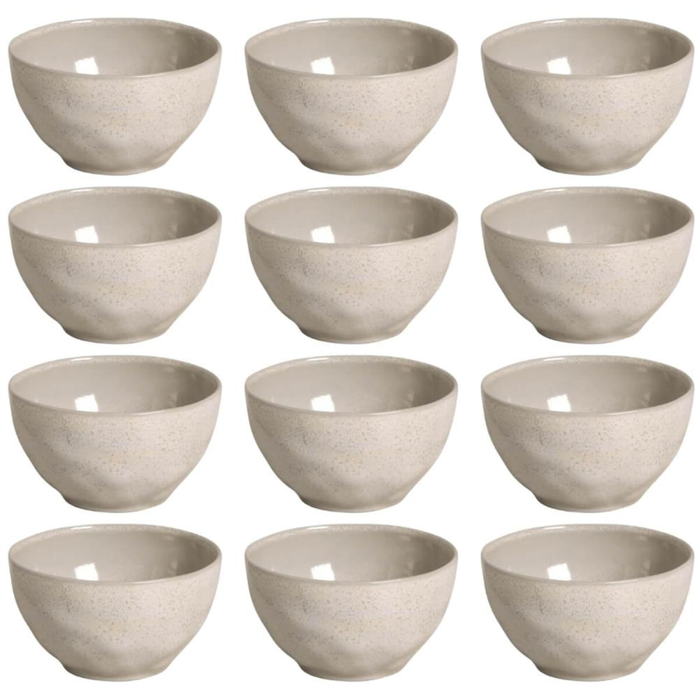 12 Bowls Cerâmica 558ml Off White Cumbuca Orgânica Latte Porto Brasil Porções