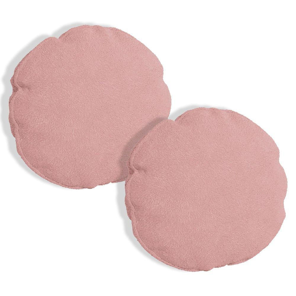 Kit 2 Almofadas Bolacha Redonda Cookie Boucle Rosa
