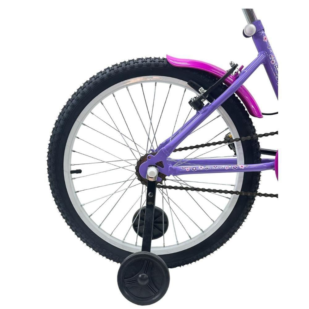 Bicicleta Infantil Aro 20 Feminina Doll + Rodinha Lateral Lilas