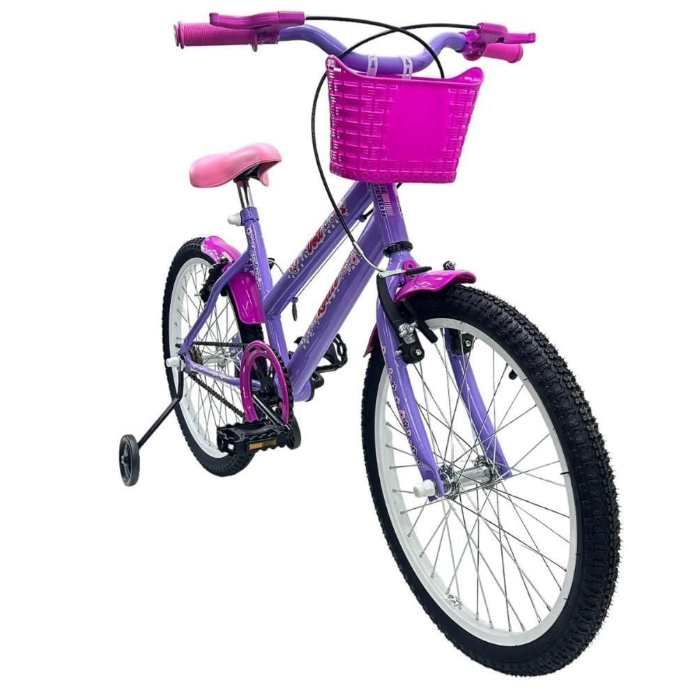 Bicicleta Aro 20 Feminina Infantil Cesta Rodinha Lateral