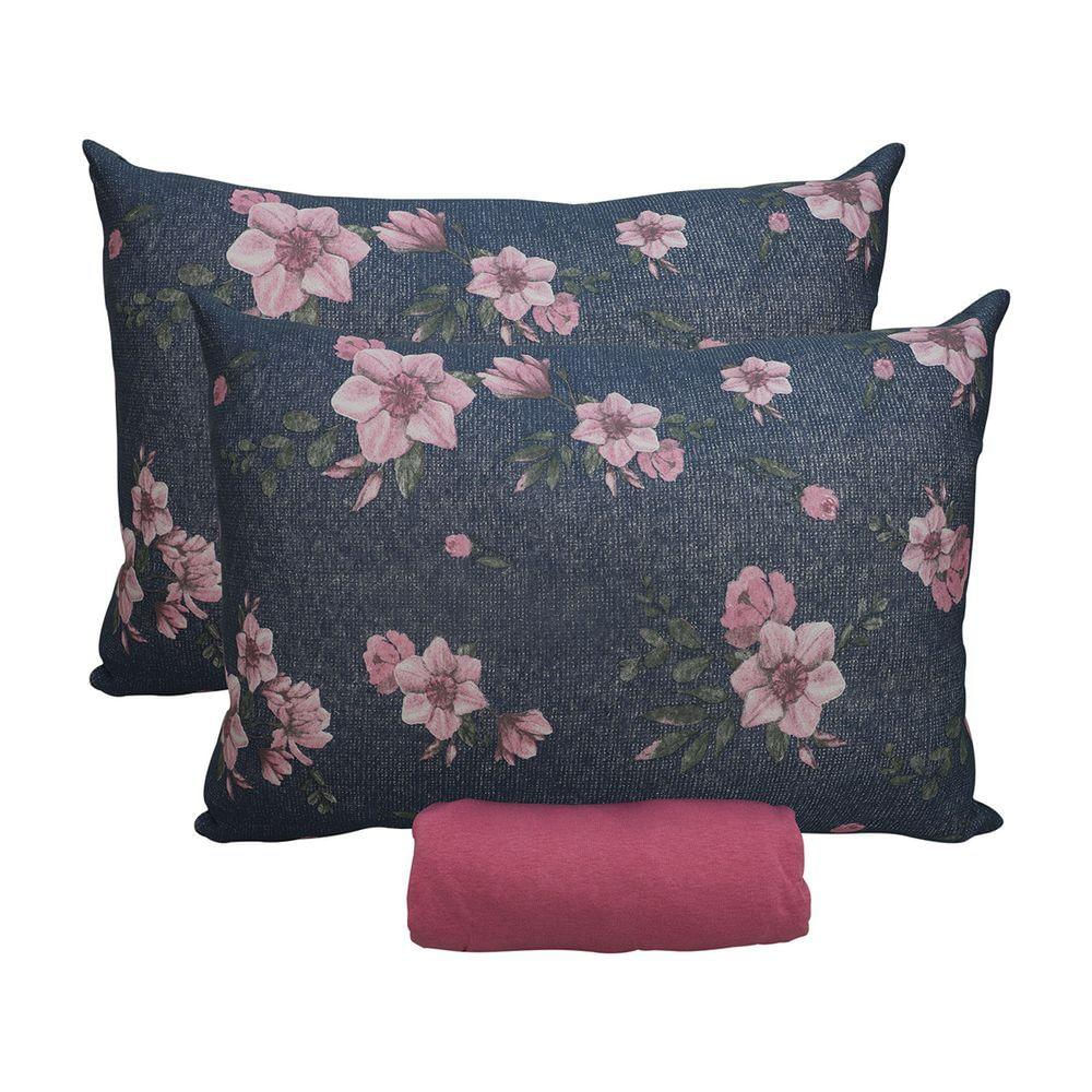 Jogo De Cama Casal Portallar Malha 100% Algodão Sevilha 3 Peças Rosa