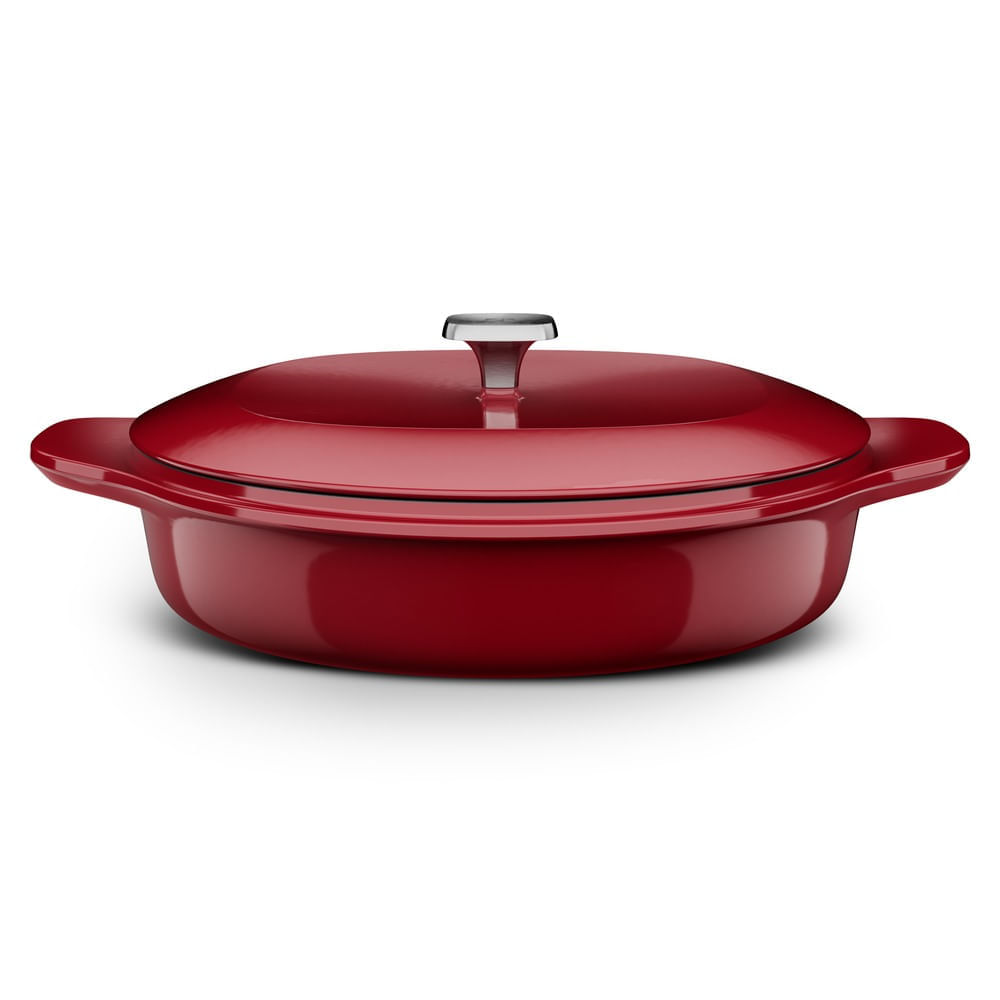 Panela Wok de Ferro Fundido Esmaltado Electrolux Expert 30cm Vermelha