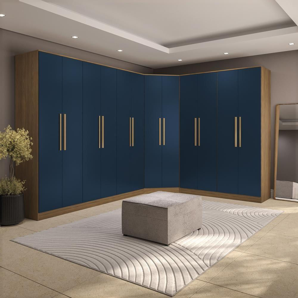 Quarto Modulado Kappesberg Adapt Nogueira-azul Profundo 12 Portas 342cm X 263cm