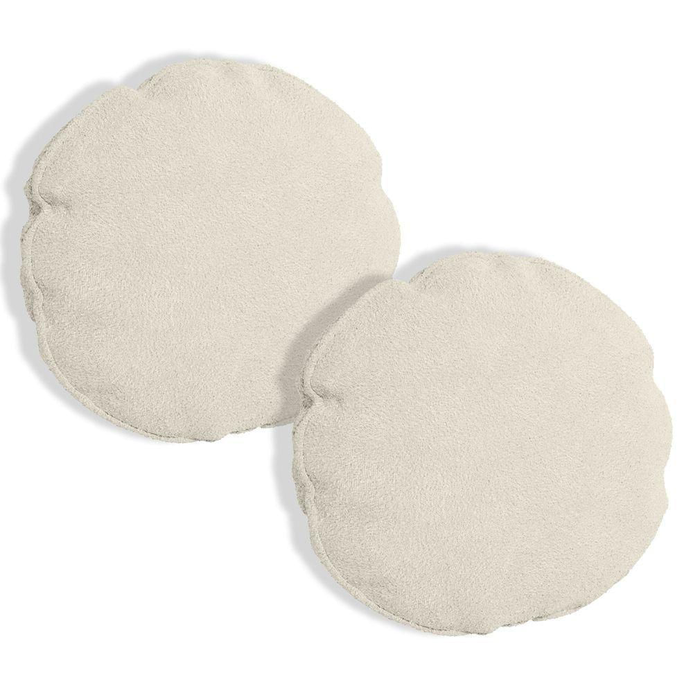 Kit 2 Almofadas Bolacha Redonda Cookie Boucle - 7 Decor Bege