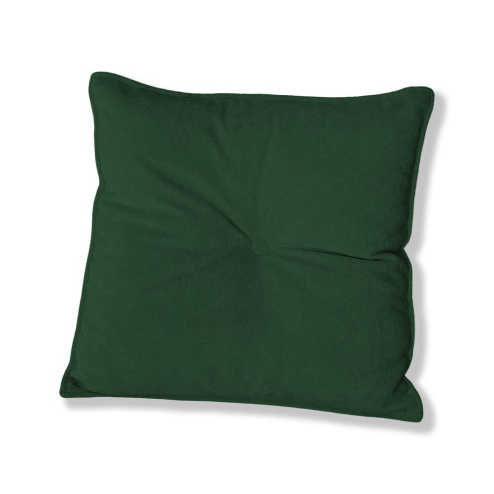 Almofada Quadrada Tina Com Botão Central Veludo - 7 Decor Verde Escuro