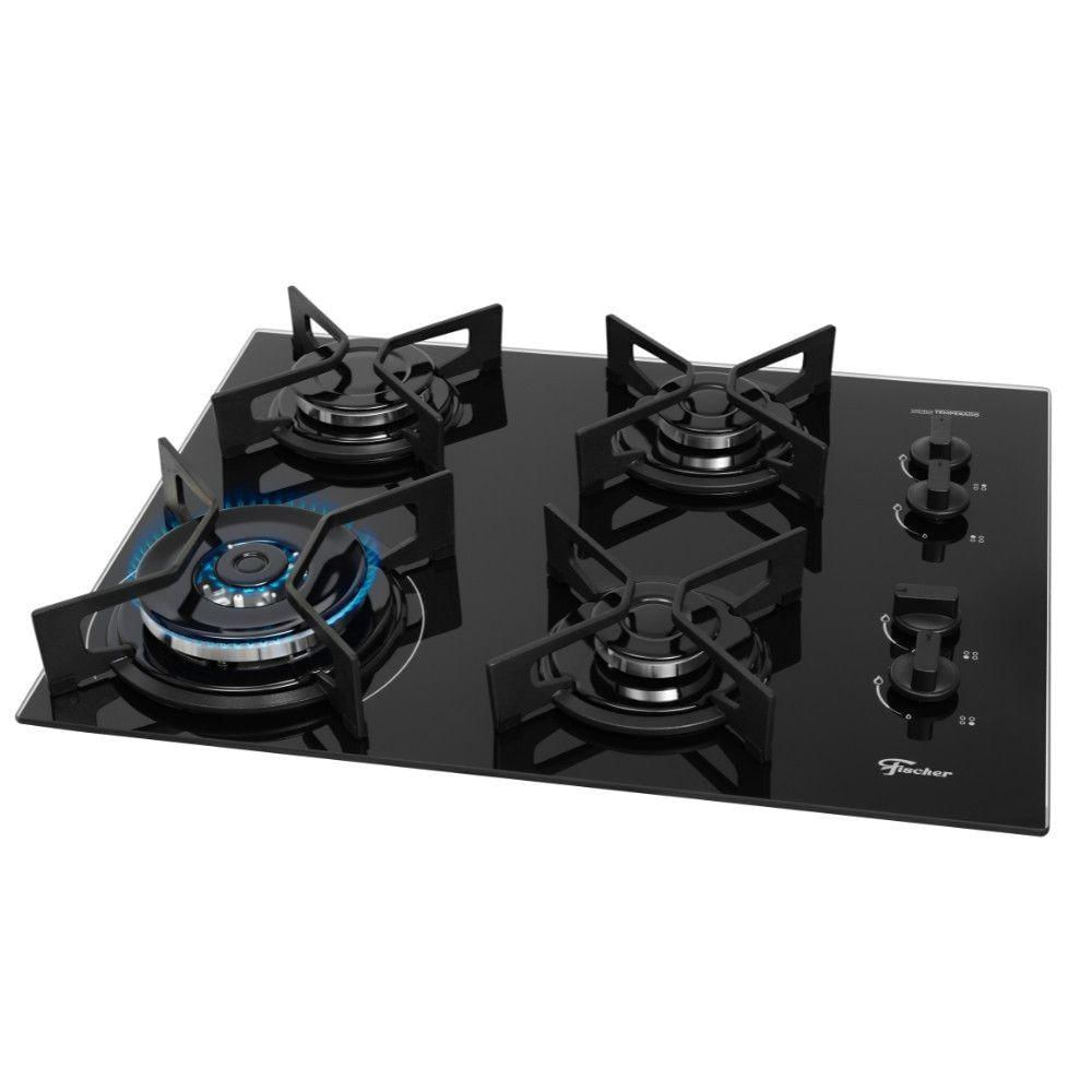 Cooktop 4 Bocas Tripla Chama Fit Line Fischer Preto Bivolt