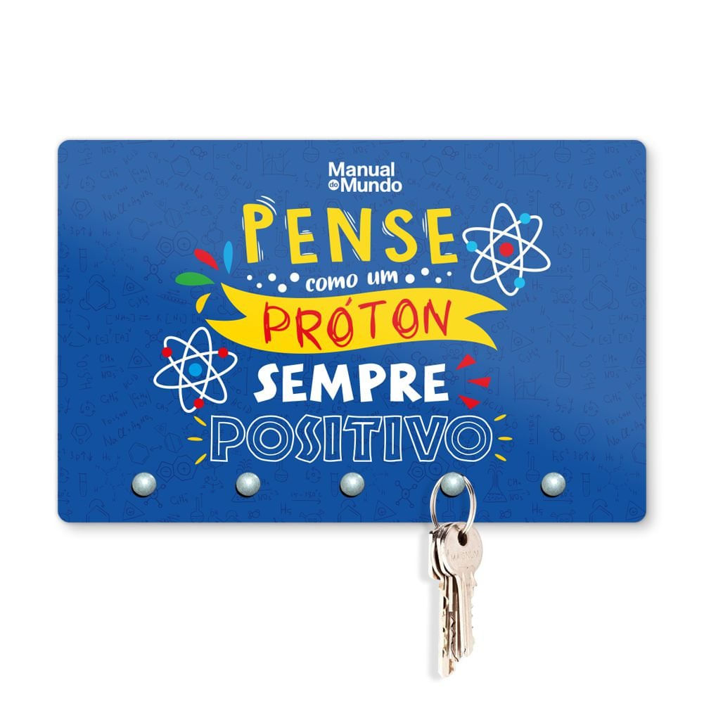 Porta Chaves 20x13cm MANUAL DO MUNDO - Pense Como Um Próton (azul)