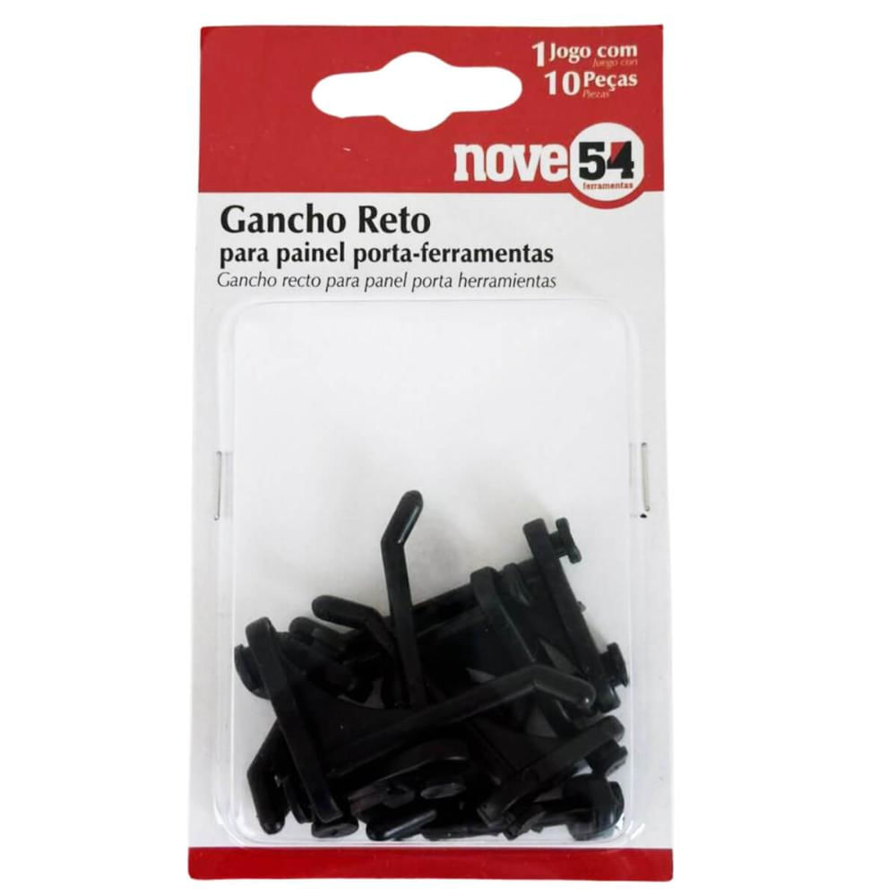 10 Ganchos Plásticos Painel Porta-Ferramentas Perfurado Reto Longo e Curto Nove54