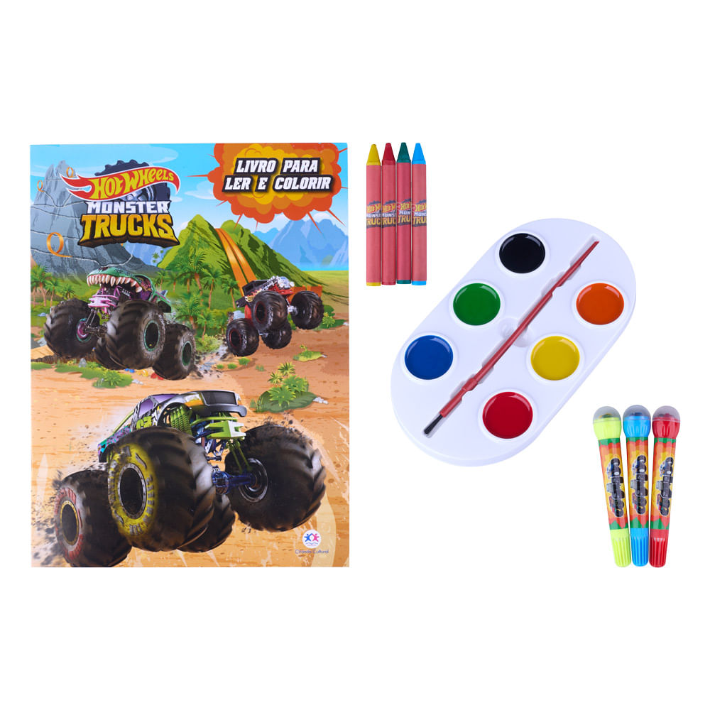 Mega Kit Livro para Ler e Colorir Ciranda Cultural Hot Wheels