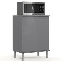 Balcão De Cozinha Com Tampo 2 Portas 61cm Italy Cinza - Ej Móveis