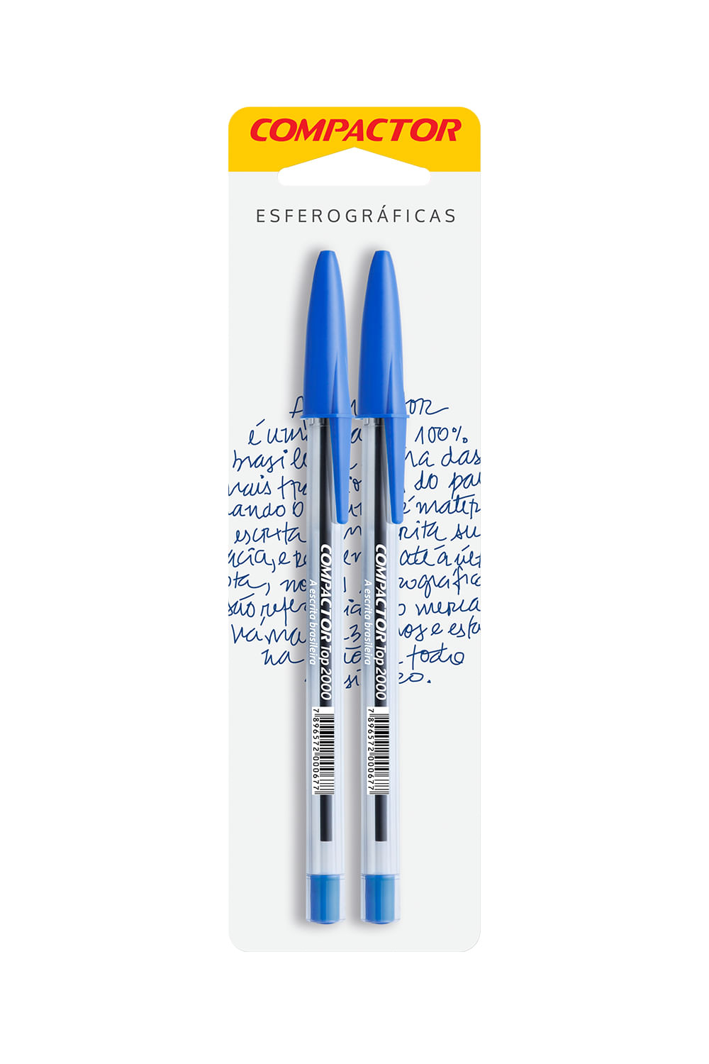 Caneta Esferográfica Compactor Top 1.0mm Azul com 2 Unidades