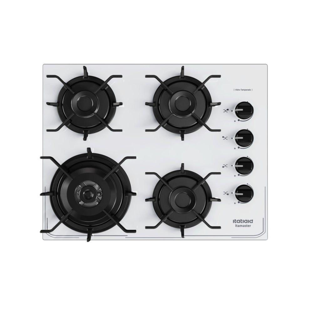 Cooktop 4 Bocas Itatiaia Tripla Chama Branco A Gás Em Aço Inox E Trempes Em Ferro Fundido Itamaster - Bivolt