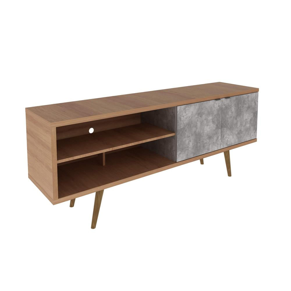 Rack Para TV até 55'' Com 2 Portas R1482 Amêndoa/Concreto