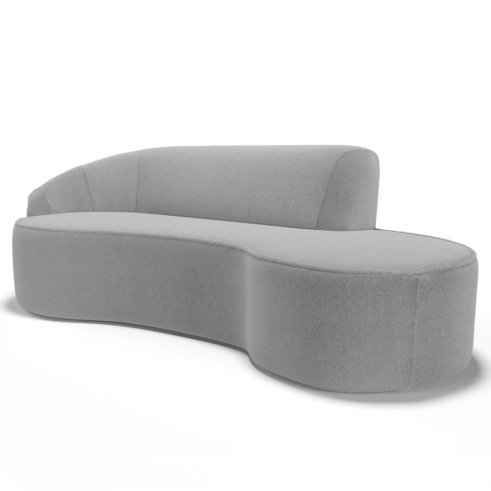 Sofá Living  2 Lugares 180cm Braço Esquerdo Mozart D06 Bouclê Cinza - Mpozenato