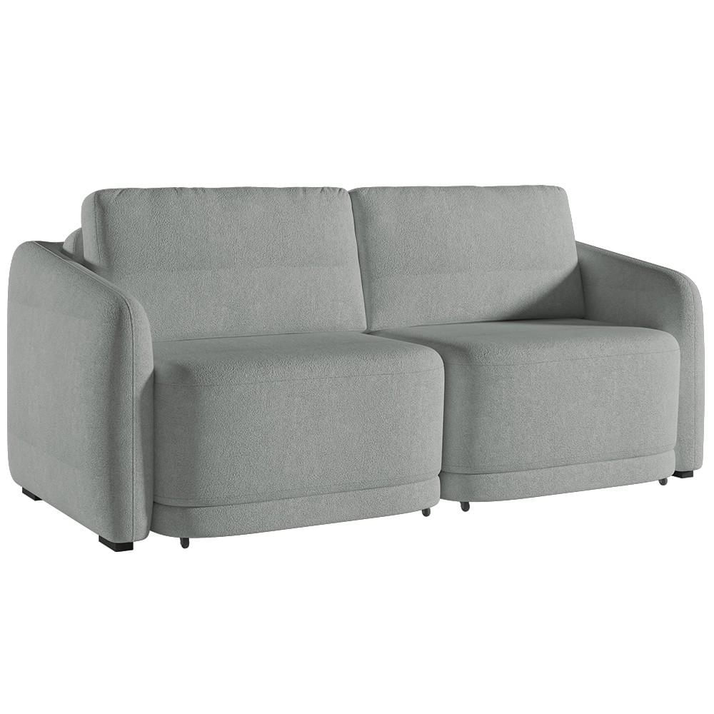 Sofá Cama Casal para Sala 196cm Polska K04 Bouclê Cinza Claro - Mpozenato