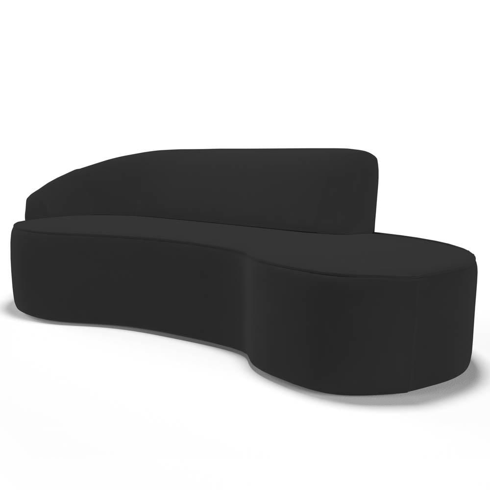 Sofá Living  3 Lugares 260cm Braço Esquerdo Mozart D06 Veludo Preto - Mpozenato