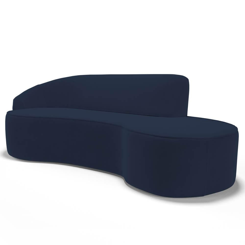 Sofá Living  3 Lugares 210cm Braço Esquerdo Mozart D06 Veludo Azul - Mpozenato