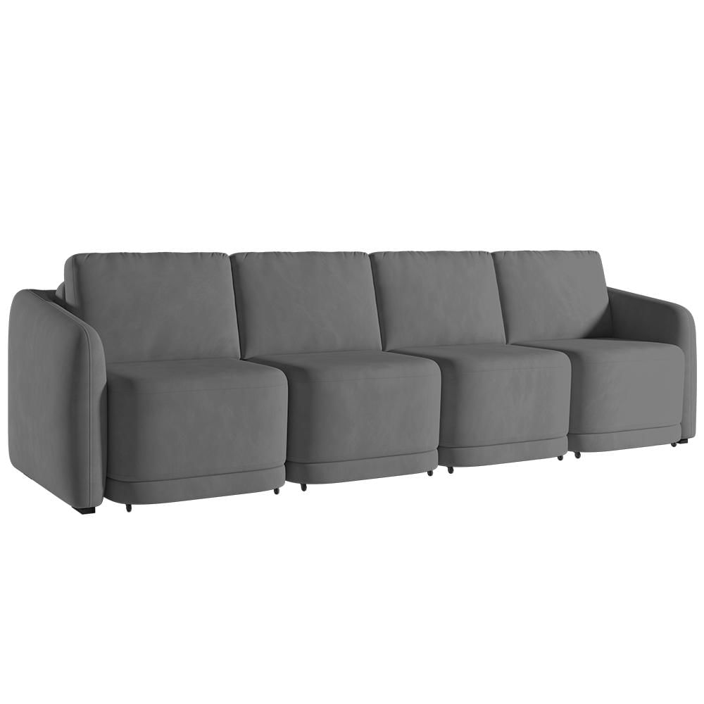 Sofá Cama Casal para Sala 316cm Polska K04 Veludo Cinza Escuro - Mpozenato