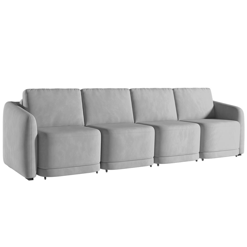 Sofá Cama Casal para Sala 316cm Polska K04 Veludo Cinza - Mpozenato